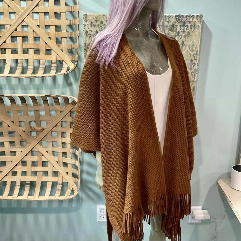 Crown Vintage Tan Fringe Poncho